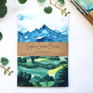 The Shire Notebook, A5 Plain Notebook, 100% Recycled, 36 Pages, Eco-Friendly, Watercolour Notebook, Middle Earth, Handmade UK