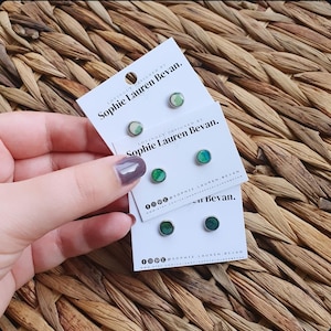 Green Recycled Painting Studs: Hypoallergenic Stainless Steel Earrings