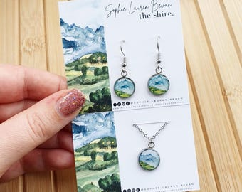 The Shire-oorbellen en -hanger | Hypoallergene roestvrijstalen sieraden