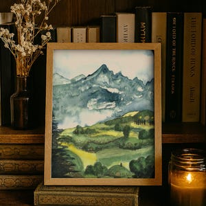 Lord of the Rings Shire Giclée Print | Hobbiton Watercolor Art | Fantasy Landscape Wall Decor | LOTR-Inspired Gift for Tolkien Fans image 6