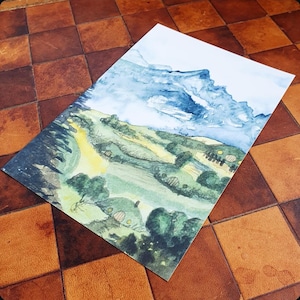Lord of the Rings Shire Giclée Print | Hobbiton Watercolor Art | Fantasy Landscape Wall Decor | LOTR-Inspired Gift for Tolkien Fans image 3