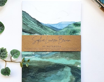 Cairngorms, Scotland, A5 Plain Notebook, 100% Recycled, 36 Pages, Eco-Friendly, Watercolour Notebook, Stationary, Handmade UK