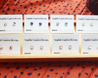 Stud Earrings | Recycled Art Jewels I Colourful Post Earrings | Minimalist Resin Jewelry | Hypoallergenic Jewellery  | Stainless Steel Studs