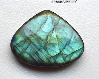 Royal Green Flashy Labradorite Cabochon/38.8CRTs Heart Shape Polished Gemstone/24x30mm Pendant Making GEM/Translucent Loose Stone SR-63