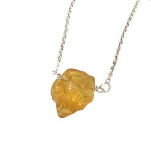 Natural Raw Citrine Gemstone Necklace, Citrine Crystal Necklace, November Birthstone Jewelry, Traditional Raw Necklace, Unique Gift For Her