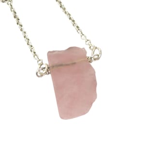 Natural Raw Rose Quartz Pendant, Pink Crystal Pendant, Handmade 925 Silver Pendant, Unique Rough Jewelry mother Gift, Pink Raw stone Pendant