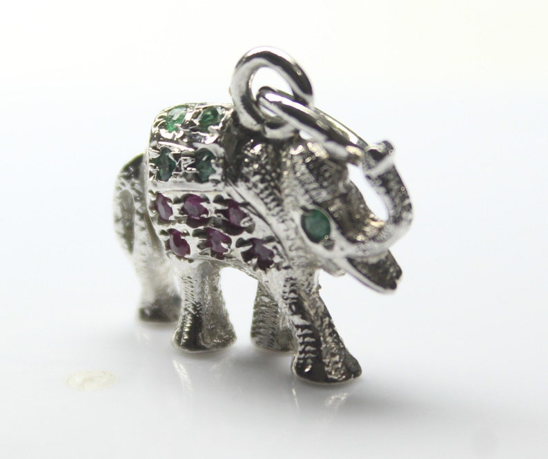 Stone Necklace Untreated Stone Pendant Natural Ruby /& Emerald Stone Elephant Pendant-Handmade Silver Pendant 92.5 Sterling Silver pendant