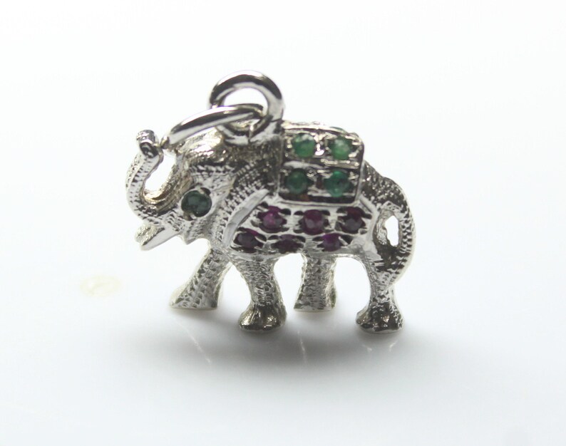 Stone Necklace Untreated Stone Pendant Natural Ruby /& Emerald Stone Elephant Pendant-Handmade Silver Pendant 92.5 Sterling Silver pendant