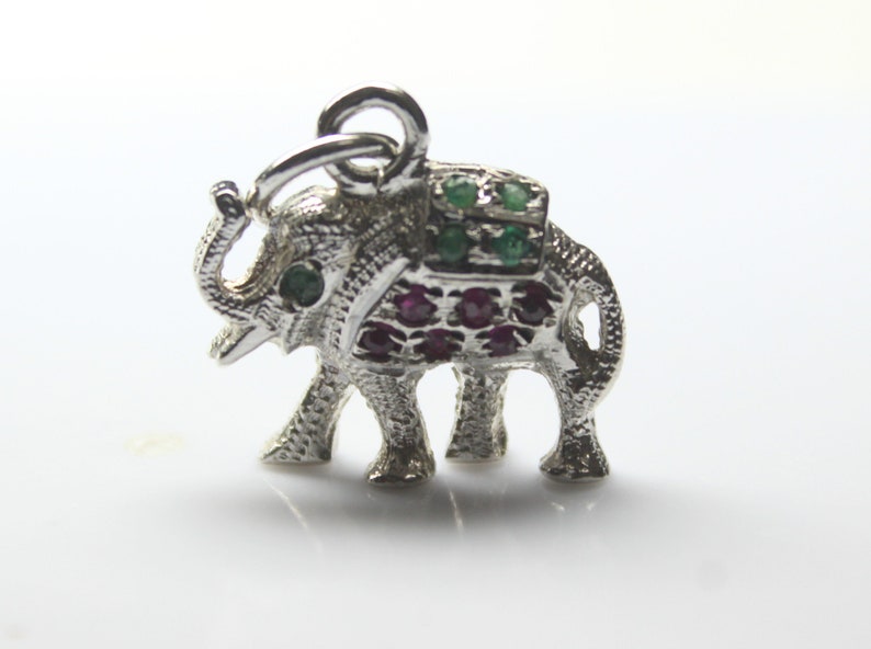 Stone Necklace Untreated Stone Pendant Natural Ruby /& Emerald Stone Elephant Pendant-Handmade Silver Pendant 92.5 Sterling Silver pendant