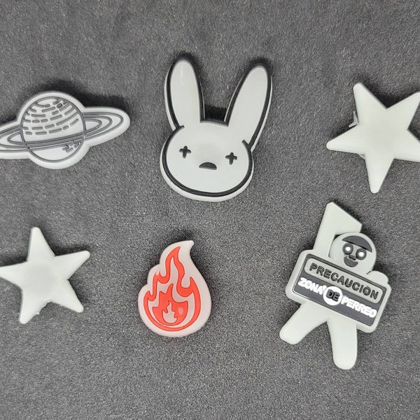 Bunny Shoe Charms 6pc bundle  for Crocs shoes glow in the dark  fast shipping