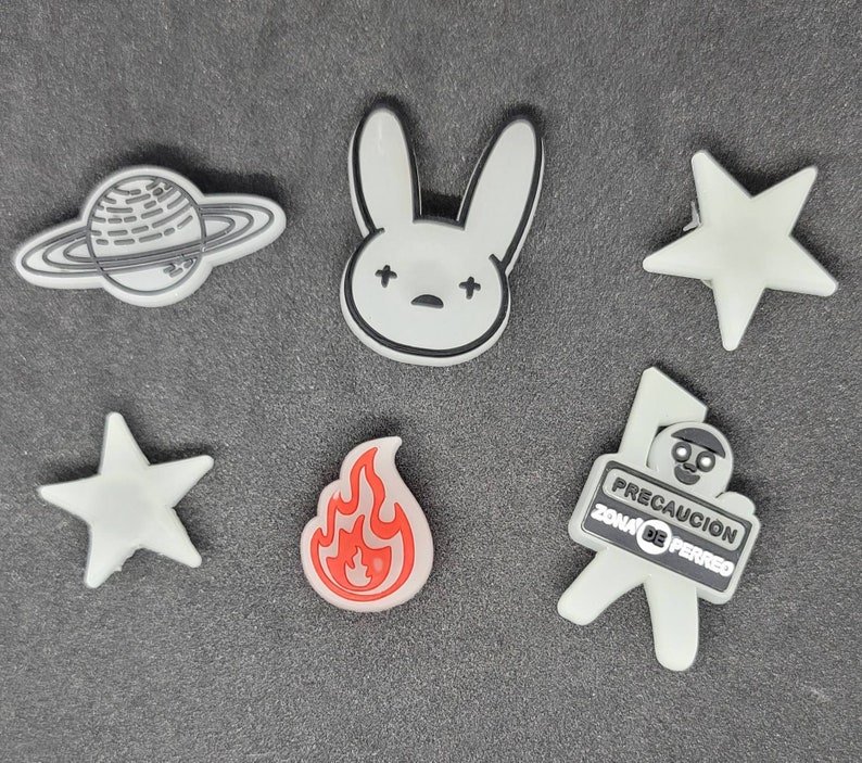 Bad Bunny Shoe Charms 6pc bundle  for Crocs shoes glow in the dark  fast shipping 