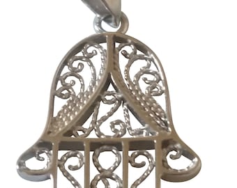 Solid silver pendant - hand of Fatima -