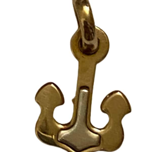 Pendentif en plaqué or - ancre marine -