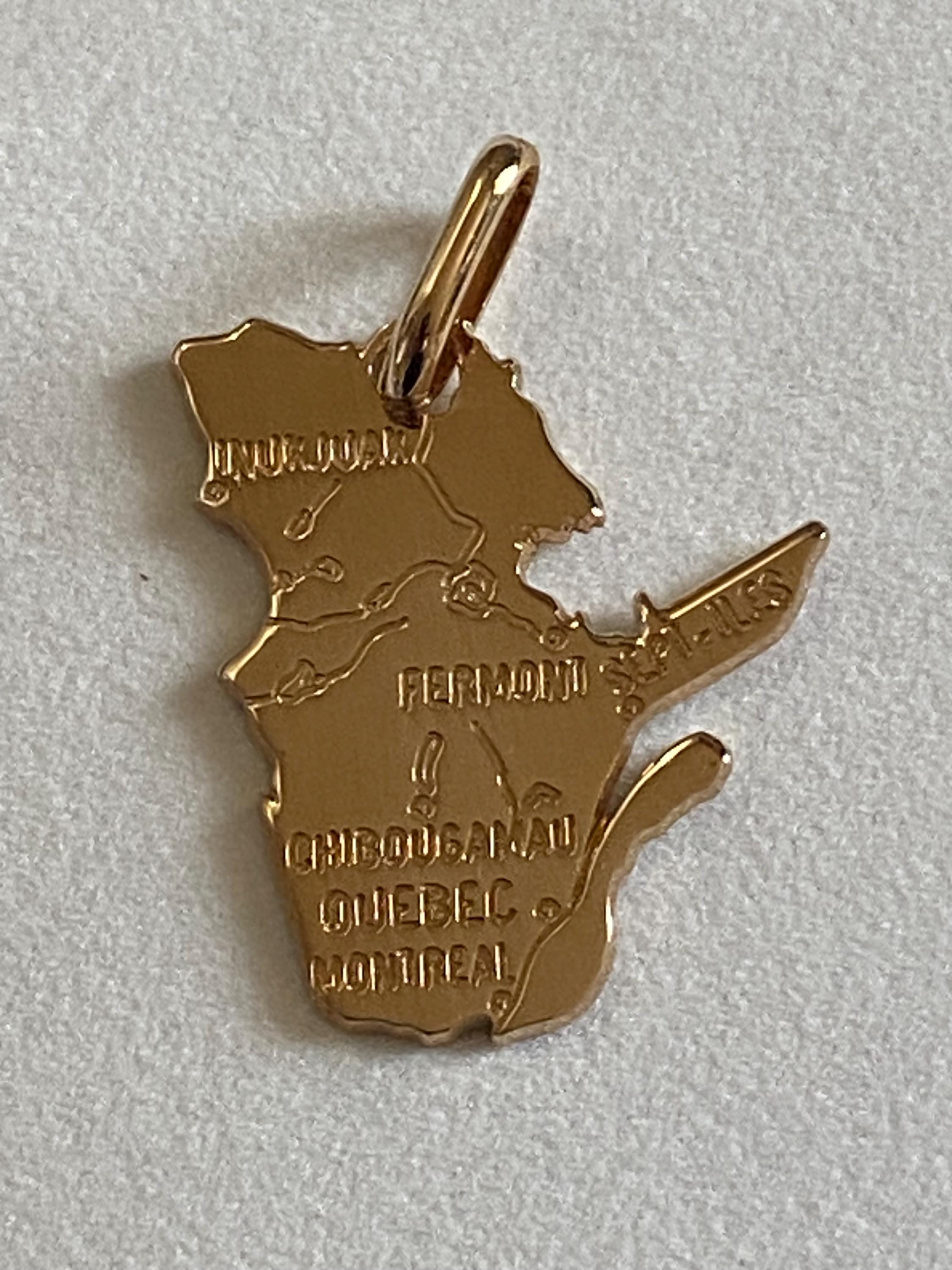 Pendentif Québec Canada Plaqué Or Jaune - Neuf Avec étiquettes, Unisexe, Souvenir Ou Cadeau