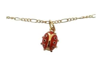 Ladybug Anklet Chain - Gold plated
