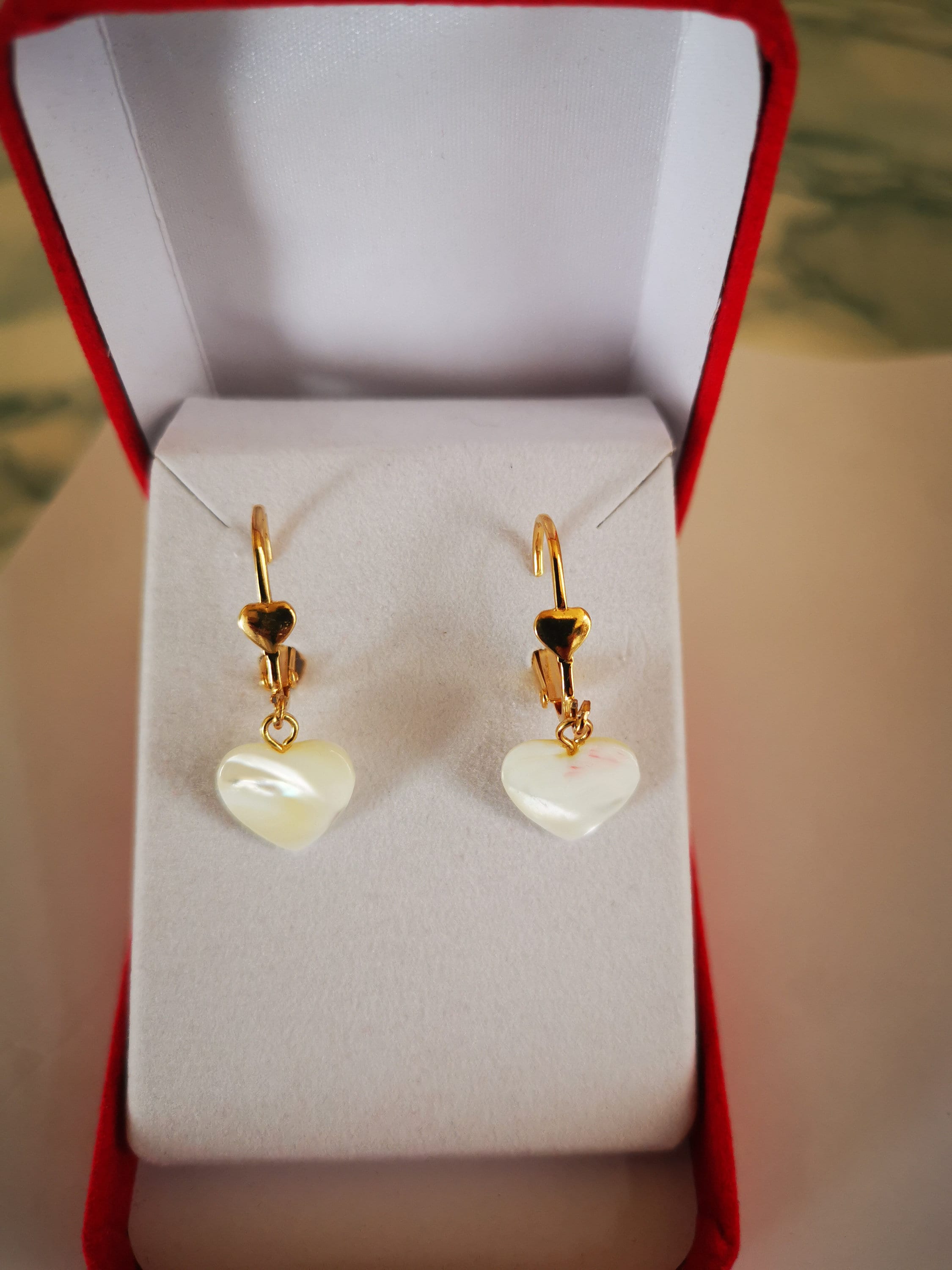 Boucles d'oreille cœur nacre - France