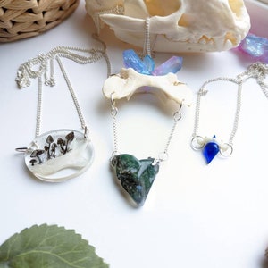 Statement piece bone necklace. Bone accessories.bone jewellery. Bone jewelry. Atlas bone. Crystals. Bone and crystal. Mossy agate. Mushrooms