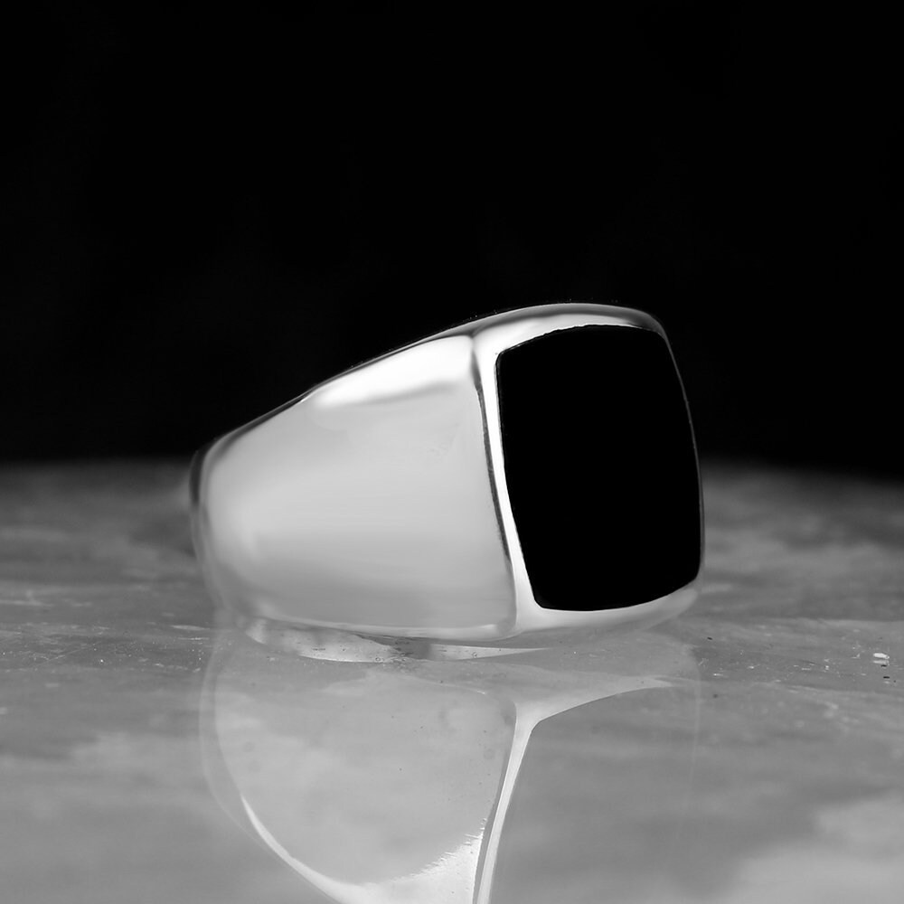 Black Onyx Ring Men Onyx Wedding Ring Minimalist Men Etsy