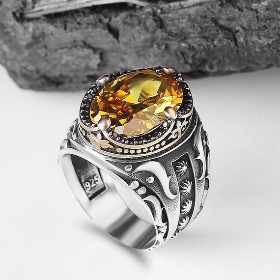 Citrine stone on sale silver ring
