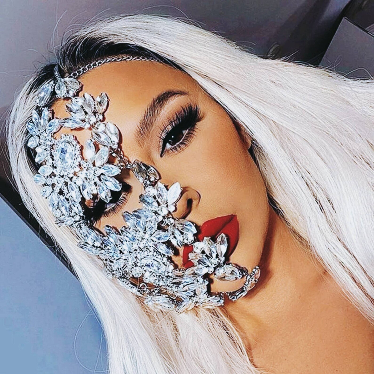 Luxury Crystals Full Face Jewel Mask Haute Couture Mask Etsy