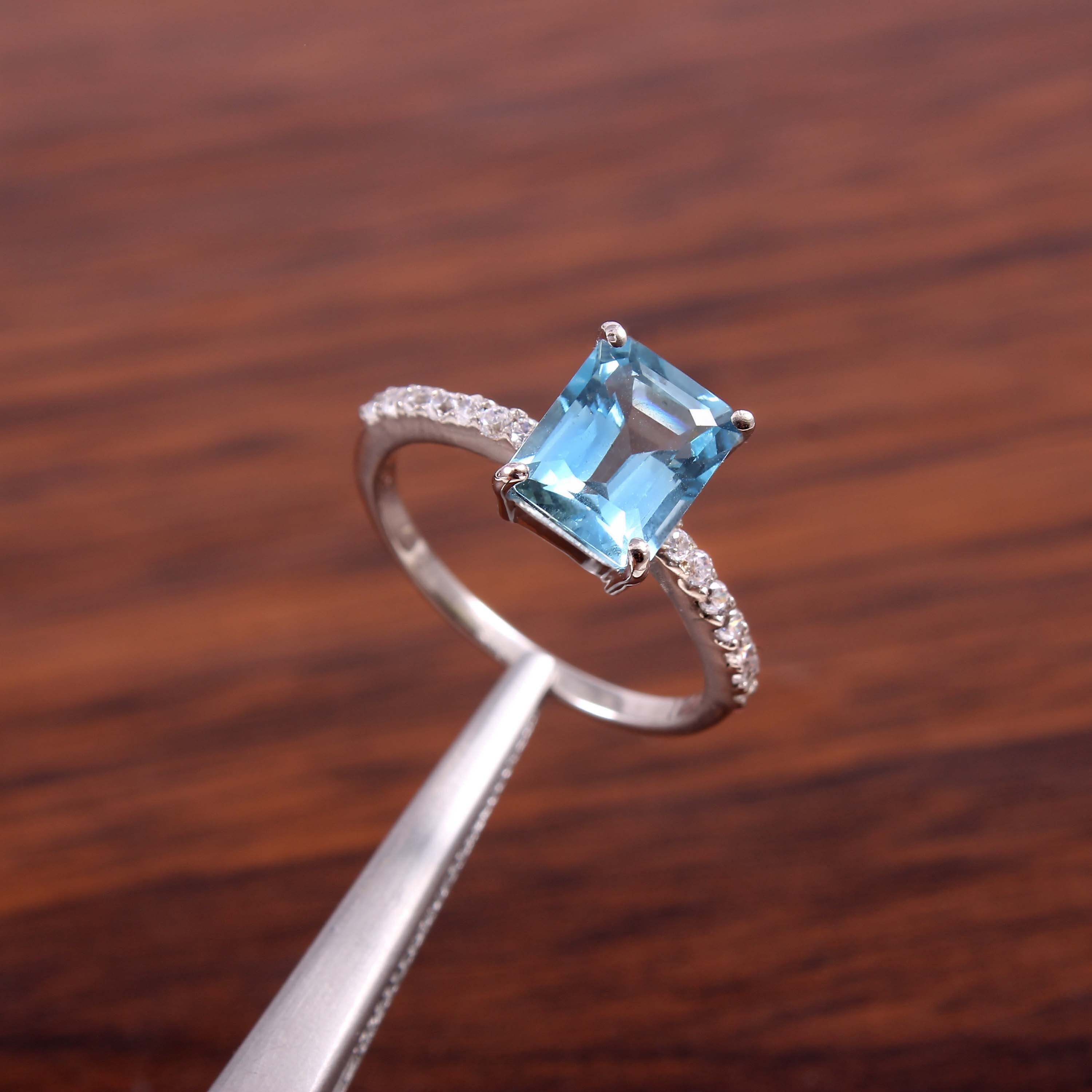 Aquamarine Ring Natural Aquamarine Bridal Ring Wedding | Etsy