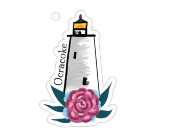 Floral Lighthouse Ocracoke NC Die-Cut Stickers