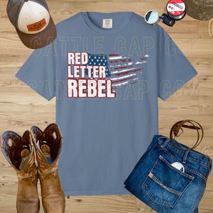 Camiseta de colores cómodos, regalo del Día del Padre, letra roja, papá rebelde, camiseta patriótica, idea para abuelo, niño de campo, ropa para su hijo de cumpleaños