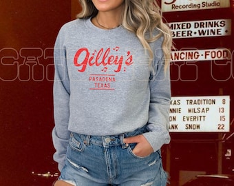 Gilley&#39;s Urban Cowboy, Pasadena Texas, Crewneck Sweatshirt, Bud Sissy, Mechanical Bull, Honky Tonk, 1980, 1970, Country Music, Southern Rock