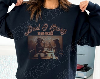 Bud & Sissy, Urban Cowboy, Gilley&#39;s Texas, Unisex Gildan Crewneck Sweatshirt, Western, Mechanical Bull, Pasadena, Houston,