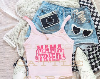 Spaghetti Strap Tank Trendy Women's Mid Length Top Music Ladies Gift Festival Country Concert Shirt Vintage Style Girls Night Out Daughter
