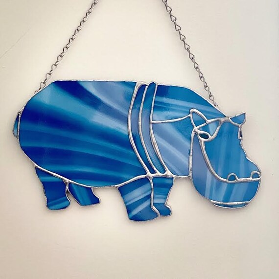 Stained glass Hippo suncatcher
