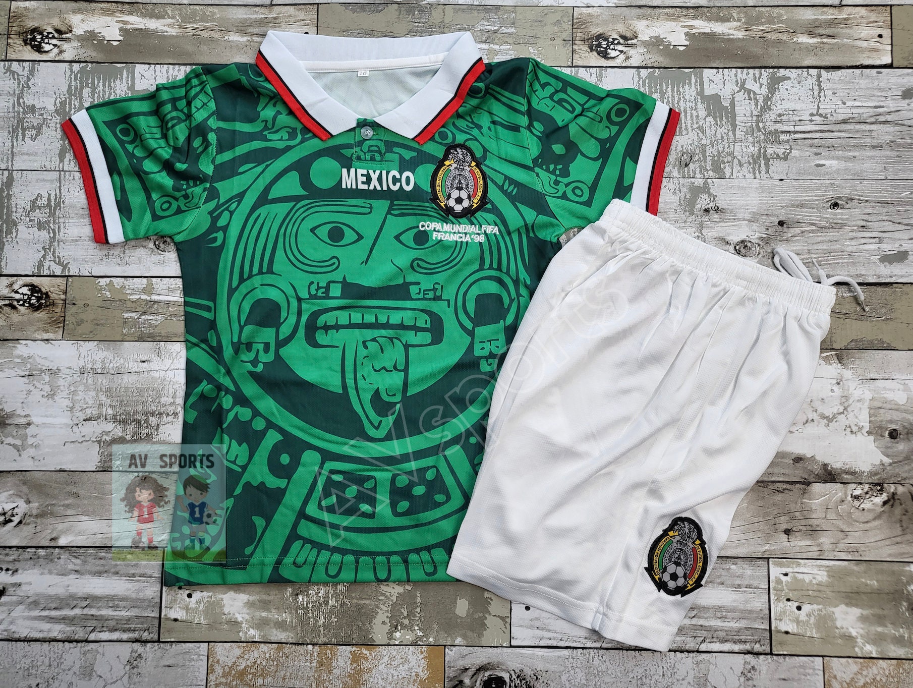 Mexico 98 Kids Set Kids Soccer Jersey, Uniform Soccer, Liga Mexico 98 Kids Set Kids Soccer Jersey, Uniform Soccer, Liga