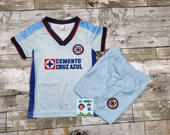 Camiseta de Cruz Azul para niños, camiseta de fútbol, camiseta de Playera de Niño Cruz Azul, incluye camiseta y pantalones cortos