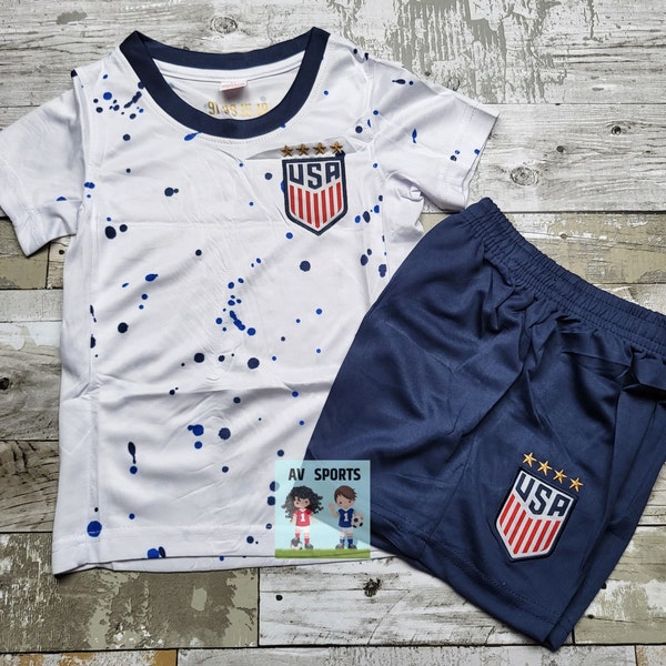 USA Home Jersey (Women's Team)  USA Kids Set, Soccer Uniform