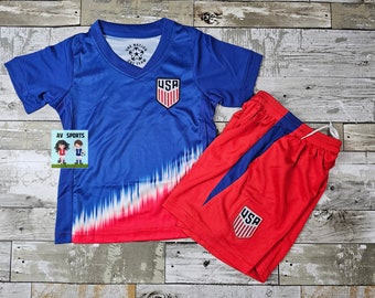 USA  Kids Jersey, Soccer Jersey, Playera de Niño USA Jersey| color blue, includes jersey and shorts