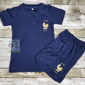 Francia Kids Jersey, Soccer Jersey, Playera de Niño Francia Jersey| color Navy Blue and , includes jersey and shorts