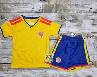 Kids Colombia Soccer Jersey & Shorts Set