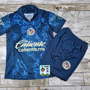 Camiseta de America para niños, camiseta de fútbol, camiseta de Playera de Niño America, incluye camiseta y pantalones cortos
