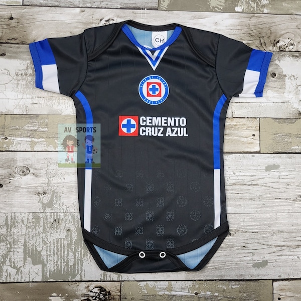 Cruz Azul  Baby  Jersey , Liga MX, Body de bebé,  Cruz Azul Jersey color: Black