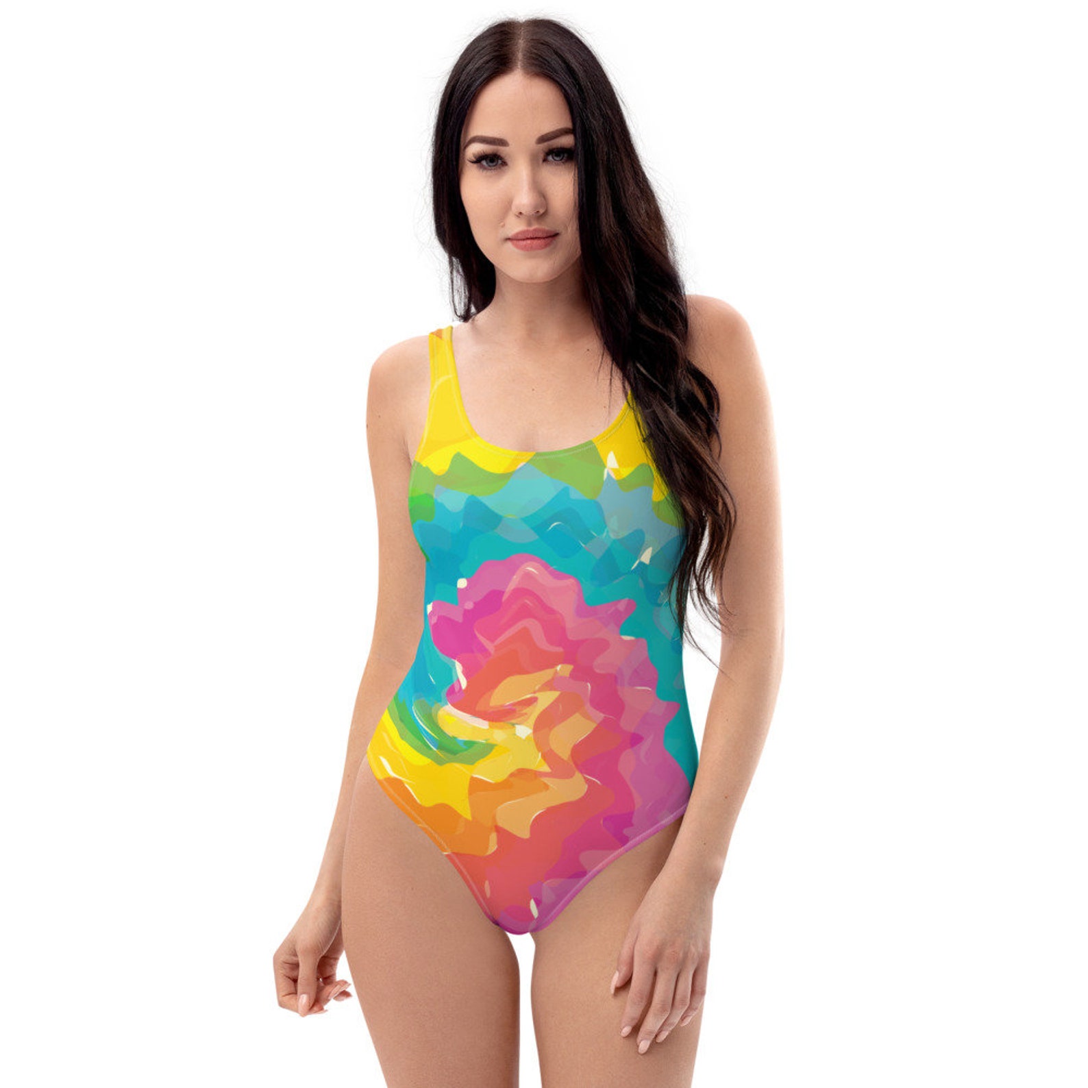 green tie dye swimsuit