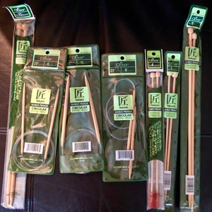 KNITTING FEVER?!? - Clover Tatami Bamboo Premium Knitting Needles - One bundle of 7 sizes - 3 Circular, 4 straight