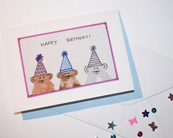 Hand painted Hamster Birthday Card