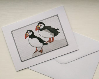 Hand painted Puffin Card
