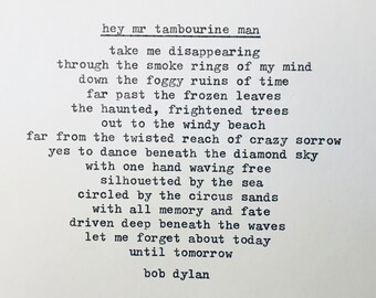 Bob Dylan Hey Mr Tambourine Man Lyrics