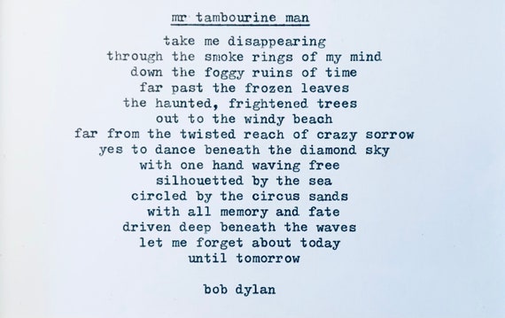 Bob Dylan Mr Tambourine Man Etsy Uk