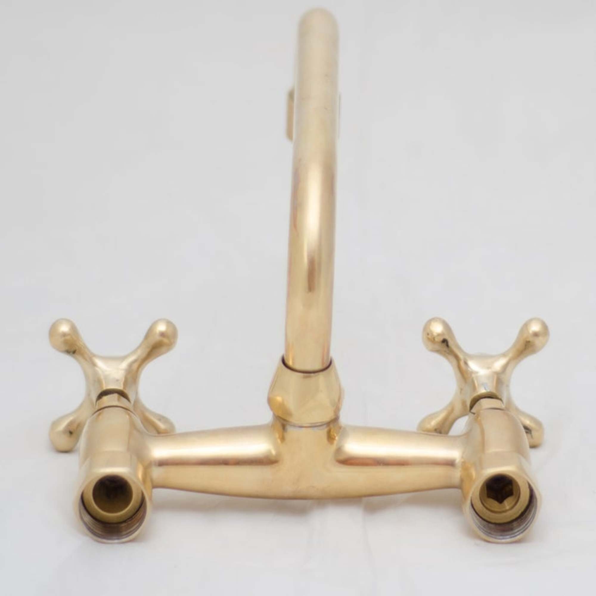 Brass Wall Mount Bath Faucet Unlacquered Bathroom Faucet Etsy