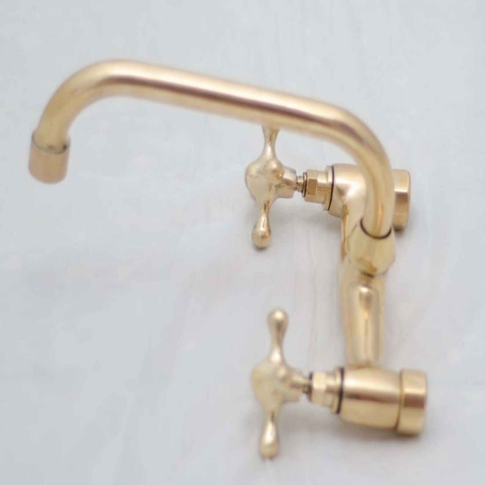 Brass Wall Mount Bath Faucet Unlacquered Bathroom Faucet Etsy