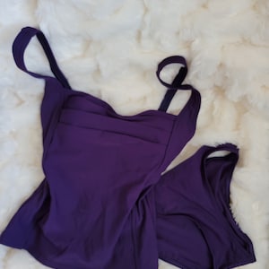 Rare Vintage Calvin Klein Purple Ruched Tankini cir. 1994