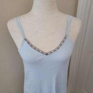 Mycket sällsynt vintage Cherokee Brand Icy Blue stickad chemise med spetskant från 1990-talet bild 3