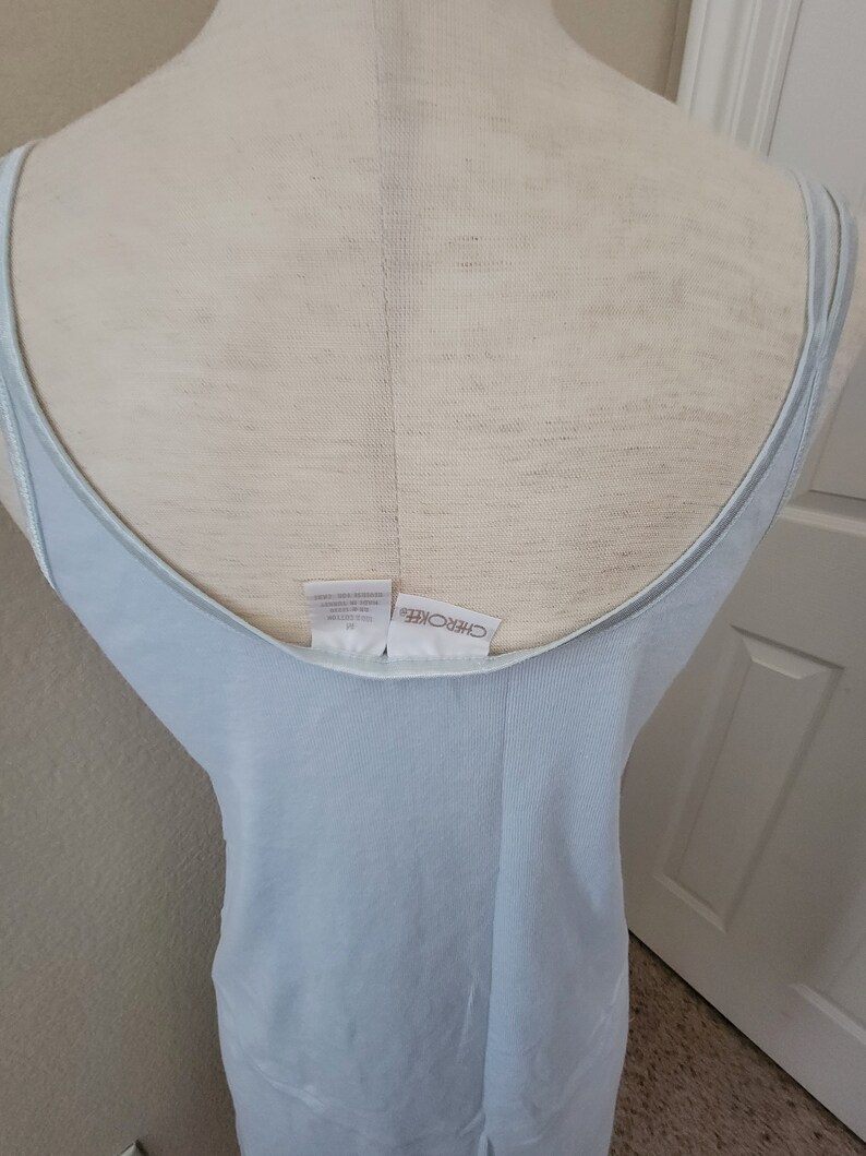 Mycket sällsynt vintage Cherokee Brand Icy Blue stickad chemise med spetskant från 1990-talet bild 8